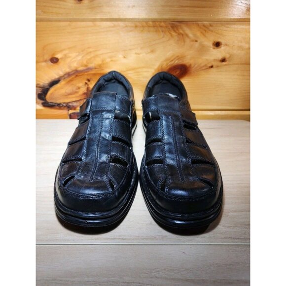 Spring Step Rylan Men's Shoes 44 Black Leather Orthopedic Closed Back Sandal - Picture 2 of 8